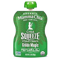 Organic Vitality Squeeze Snack, Green Magic, 50-3.5 Ounce Chia Pouches. USDA Organic, Non-GMO, Vegan, Gluten Free, and Kosher. Fruit and Vegetables with only 70 Calories