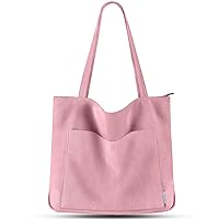 Prite Handbag Women's Tote Bag Shopper Large Shoulder Bag Cord Bag Fabric Bag for College School Work Travel Shopping, pink