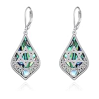 Star Of David Earrings 925 Sterling Silver Moonstone Abalone Dangle Earrings Jewish Jewelry Gifts For Women Girls