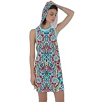 CowCow Womens Summer Sexy Mini Dress Cats Dogs and Dashiki Patchwork Print Racerback Hoodie Dress,XS-3XL