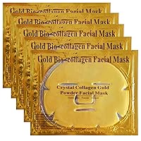 KAIQIKAIXI 24k Gold Gel Collagen Facial MasksPremium Facial Sheet Patch for Moisturizing,Puffiness, Anti Wrinkle,Firm Skin & Hydrateing Your Beautiful FaceTreatment Deep Moisturizing Facial 5Pcs