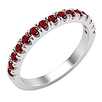 Dazzlingrock Collection Round Gemstone or Diamond Ladies Half Eternity Style Wedding Stackable Band | Available in 10K/14K/18K Gold & 925 Sterling Silver