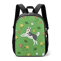 Siberian Husky On The Grass Unisex Laptop Backpack Lightweight Shoulder Bag Travel Daypack