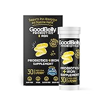 GoodBelly® Probiotic Supplement for Digestive Health & Iron Absorption- Includes 10 Billion Live & Active Cultures of Lactobacillus Plantarum - Vegan Probiotic (30 Capsules per Bottle)
