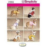 Simplicity Small to Medium Dog Clothes and Jackets Sewing Pattern, Sizes XXS to M,White. Tan