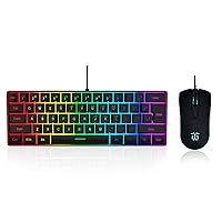 DGG 60% Gaming Keyboard and Mouse Combo, Small Keyboard and Mouse Set, Mini Gaming Keyboard 61 Keys True RGB Mechanical Feel, for Computer PC Gamer