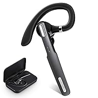 Bluetooth Headset, Wireless Bluetooth Earpiece V5.0 Hands-Free Earphones with Built-in Mic for Driving/Business/Office, Compatible with iPhone and Android (Gray)