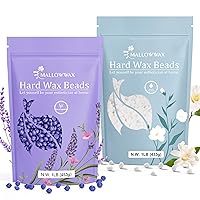 Hard Wax Beads 2-Pack, 1lb Lavender Hard Wax Beans for Coarse Hair Full Body+ 1lb White Waxing Beads for All Hair Types Face, Eyebrows, Brazilian Bikini, Legs, Underarms