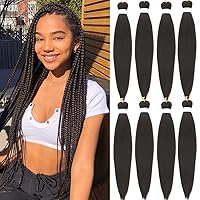 Pre Stretched Braiding Hair Extensions for Women 8Packs Long Yaki Straight Hot Water Setting Crochet Braids Box Kanekalon Synthetic Hair 26 Inch #2