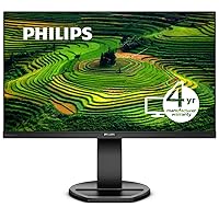 PHILIPS 241B8QJEB/17 24” Monitor, FHD IPS Panel, VGA, DVI, DP, HDMI, USB-Hub, EPEAT, Built-in Speaker, Height Adjustable, 4 Year Advance Replacement Warranty, TAA (Trade Agreement Act) Compliant