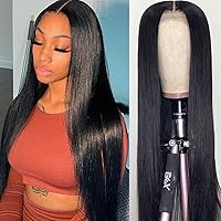 mengkai 18 Inch Lace Front Wigs Human Hair Pre Plucked with Baby Hair Straight Human Hair Wigs for Black Women Brazilian Virgin Lace Closure Wigs for Black Women Human Hair Natural Color