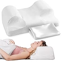Ergonomic Cervical Memory Foam Pillow for Back Sleeping - Neck & Shoulder Support - Best Sleep Alignment - Large with Satin Case