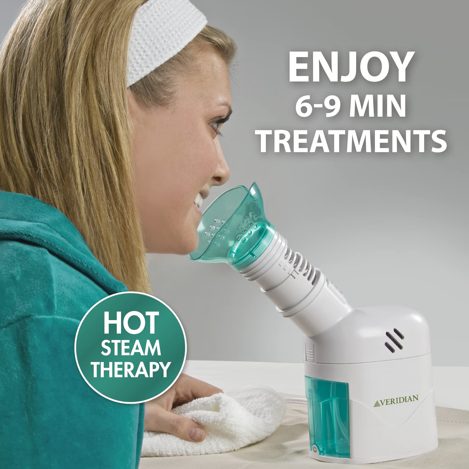 Veridian Healthcare Steam Inhaler Respiratory Vapor Therapy, Green, 1 Count (Pack of 1)