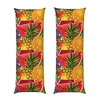 Fresh Fruits Pineapple Digital Printing Body Pillow Case Hidden Zippe Soft for Hair and Skin 20 x 54 inches
