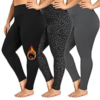 yeuG 3 Pack Women's Plus Size Fleece Lined Leggings-1X-4X High Waist Tummy Control Thermal Warm Winter Workout Yoga Pants