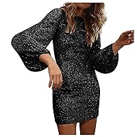 Formal Long Sleeve Cocktail Dress Trendy Fall Winter Plus Size Elegant Sequin Sparkly Sexy Bodycon Mini Dress