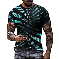 Men's 3D Novelty Tshirts Men Optical Illusion Graphic Funny Tees 3D Printed Crewneck Short Sleeve Summer Casual Tops