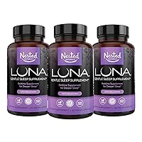 Nested Naturals Luna Herbal Sleep Supplement with Melatonin, Valerian Root, Chamomile | 180 Vegan Capsules (3-Pack) - 60 Capsules Per Bottle