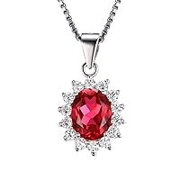 JewelryPalace Princess Diana Kate Middleton Natural Amethyst Citrine Garnet Peridot Topaz Created Ruby Sapphire Simulated Emerald Pendant Necklace for Women, 925 Sterling Silver Gemstone Jewelry Set
