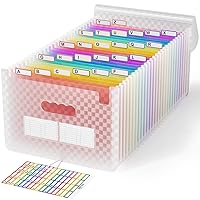 ABC life 26 Pockets Accordian File Folder Organizer Letter Size Expanding File Folder, A4 Portable Document Paper School Organizer, Expandable Multicolor Accordion Filing Folders with Labels(Pink)