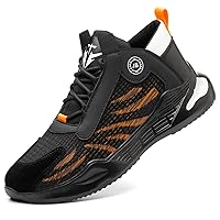 LBH Men's Steel-Toed Shoes Lightweight and Breathable Safety Sports Shoes Non-Slip Anti-Puncture Work Shoes