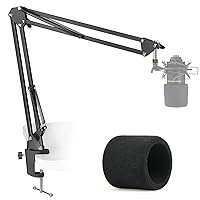 MXL 770 990 Microphone Stand with Pop Filter - Mic Suspension Boom Scissor Arm Stand with Foam Windscreen for MXL Mics 990 770 by YOUSHARES