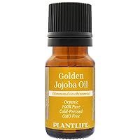 Plantlife Golden Jojoba Carrier Oil - Cold Pressed, Non-GMO, and Gluten Free Carrier Oils - for Skin, Hair, and Personal Care - 10 ml