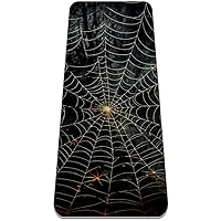 Halloween Two Spider Web Yoga Mat with Carry Bag for Women Men,TPE Non Slip Workout Mat for Home,1/4 Inch Extra Thick Eco Friendly Fitness Exercise Mat for Yoga Pilates and Floor, 72x24in
