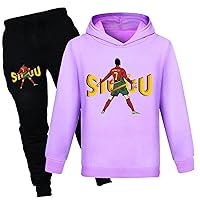 Little Boy Hoodie and Jogging Pants Set Cristiano Ronaldo Pullover Hoody-Classic Hooded Tracksuit Novelty Sweatshirt