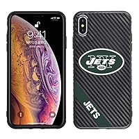 Apple iPhone Xs Max - NFL Licensed New York Jets on Black Carbon Fiber TPU and PC Case