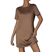 Milumia Women's Casual Short T Shirt Dress Short Sleeve Straight Mini Tee Shirt Dress