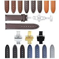 18-19-20-22-24mm Genuine Leather Band Strap Smooth Clasp Compatible with Seiko Diver