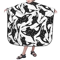 Children Hairdresser Apron With Adjustable Snap Closure Killer-Whale-White-Galaxy 39x47 Inch Barber Cape Kids Hair Cutting Cape For Salon And Home