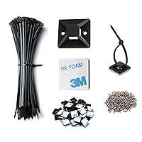 120 Set Cable Zip Tie Self Adhesive Mounts Kit with 8