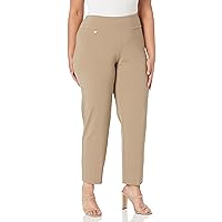 SLIM-SATION Women's Plus Size Pull on Solid Knit Easy Fit Ankle Pant