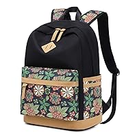 Black Backpack for Women Girls Travel Laptop Backpacks School Bookbag Lightweight Canvas Back Pack Cute Daykpack