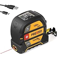 PREXISO 2-in-1 Laser Tape Measure - NOT DIGITAL TAPE - 135Ft Rechargeable Laser Measurement Tool & 16Ft Measuring Tape Movable Magnetic Hook - Pythagorean, Area, Volume, Ft/Ft+in/in/M Unit-NOT Digital