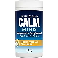 Natural Vitality Calm Mind, Magnesium Citrate + L-Theanine Powder, Supplement for Stress Relief, Gluten Free & Vegetarian, Honey Vanilla, 12 oz.
