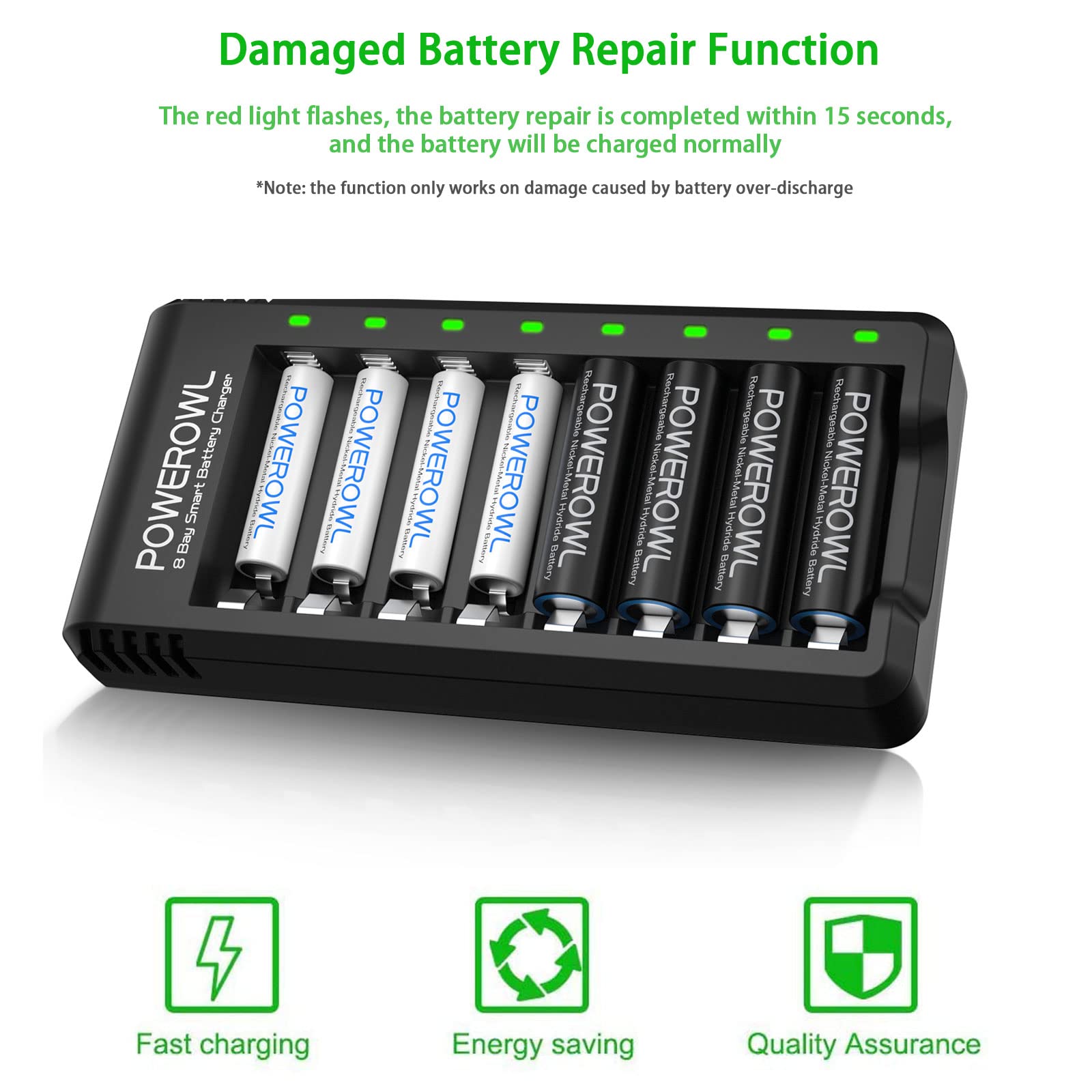 Rechargeable AA AAA Batteries w/Charger, 12&12 Count High Capacity Low Self Discharge Ni-MH Battery