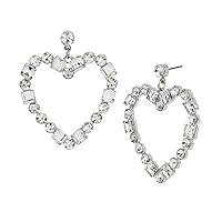 Steve Madden Women's Mixed Stone Open Heart Drop Earrings