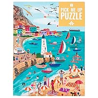 Talking Tables 1000 Piece Seaside Harbour Jigsaw Puzzle - with Matching Poster & Trivia Sheet | Colorful Illustrated Sailing Design, Birthday Present, Gifts for Adults (PUZZ-PMU-Harbour)