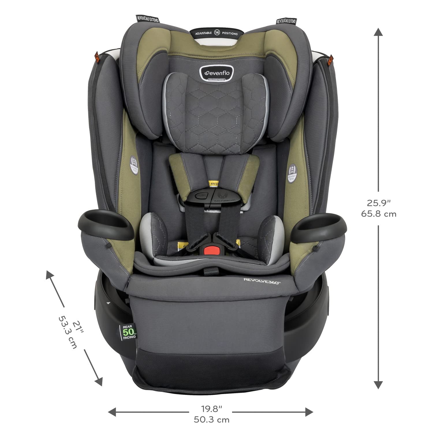 Evenflo Revolve360 Extend All-in-One Rotational Car Seat with Quick Clean Cover (Rockland Green)