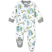 Burt's Bees Baby baby-boys Sleep and Play Pjs, 100% Organic Cotton One-piece Zip Front Romper Jumpsuit Pajamas
