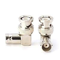 THE CIMPLE CO Right Angle BNC Connector - 10 Pack - BNC Elbow Male Female Adapter / 90 Degree Coaxial Connector/Low and High Frequency, 50 Ohm and 75 Ohm Passthrough - HD SDI