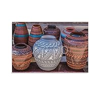 GIISH Vintage Southwest Pottery African Clay Pot Porcelain Poster Abstract Art Poster 3 Canvas Painting Wall Art Poster for Bedroom Living Room Decor 08x12inch(20x30cm) Unframe-style