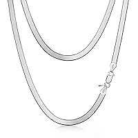Amberta Women's 925 Sterling Silver Flat Snake Chain