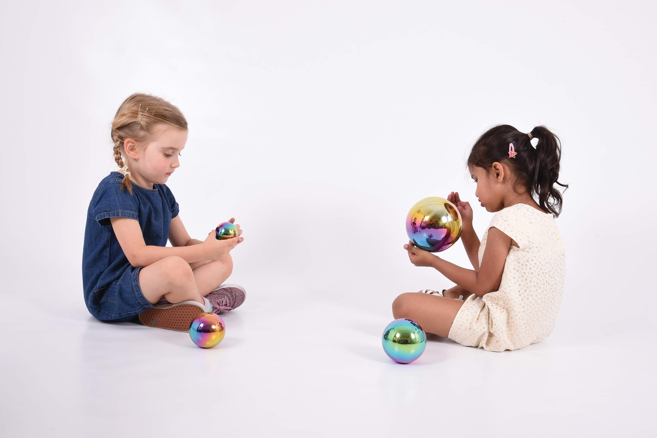 TickiT - 72221 Sensory Reflective Balls - Color Burst - Set Of 4 - Ages 0m+ - Mirrored, Iridescent Spheres For Babies And Toddlers - Calming Sensory Toy