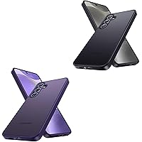 CASEKOO Bundle-2 Items: Genuine Official for Samsung Galaxy S24 Case [10FT Military Drop Protection] Slim Matte Translucent Shockproof Protective S24 Case 6.2'' 2024, Black and Purple