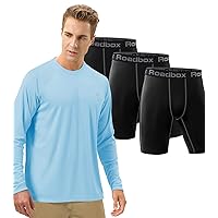 Roadbox (Size: 3XL) Men's Sun Protection Long Sleeve Shirts & Men's 3 Pack Compression Shorts Underwear