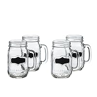 Style Setter Vintage Chalkboard Jars with Handles (Set of 4), Clear, 16 ounces